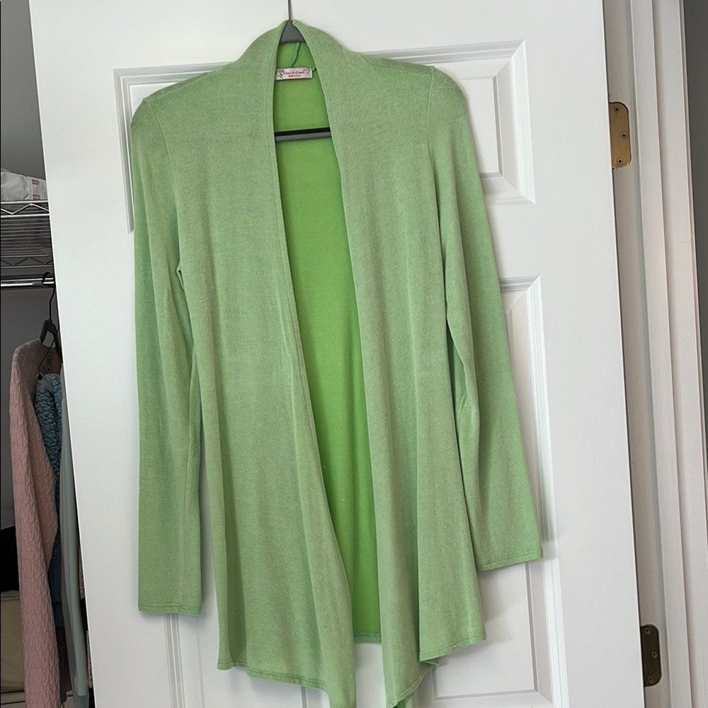Chris & Carol Green Open Front Cardigan Sweater